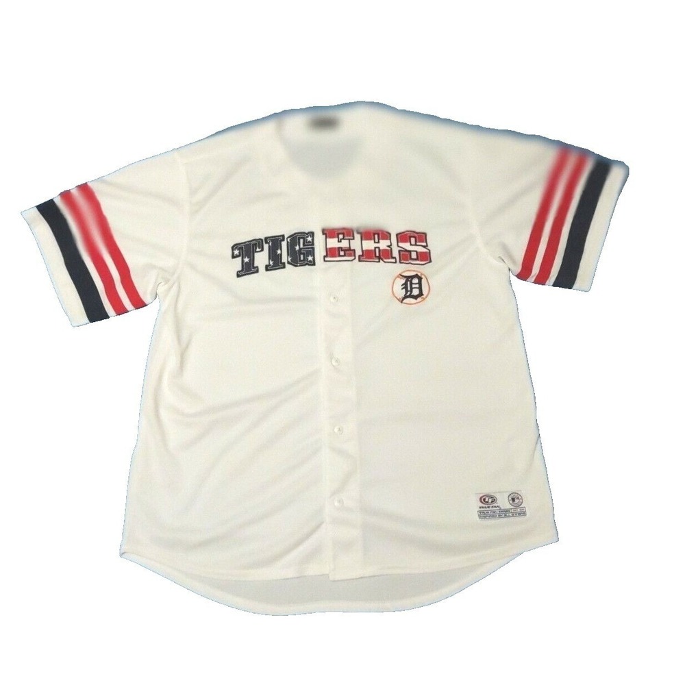 True Fan Detroit Tigers Jersey XL Mens Y2K Streetwear White Graphic Logo Retro